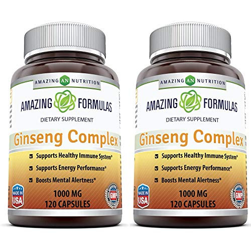 Amazing Nutrition Ginseng Complex 1000 mg per Serving 120 Capsules Per Bottle Supports Healthy Immune Function Brain Health Promotes Energy Performance Pack of 2 Bottles Amazing Nutrition Ginseng Complex 1000 mg per Serving 120 Capsules Per Bottle Supports Healthy Immune Function Brain Health Promotes Energy Performance Pack of 2 Bottles
