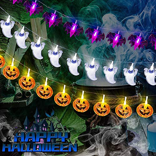 Halloween String Lights 3 Set of 8 Modes120 LEDs Battery Powered Halloween String Lights with Orange Pumpkin Purple Bat White Ghost Halloween Lights Decorations for Party Indoor and Outdoor Decor Halloween String Lights 3 Set of 8 Modes120 LEDs Battery Powered Halloween String Lights with Orange Pumpkin Purple Bat White Ghost Halloween Lights Decorations for Party Indoor and Outdoor Decor