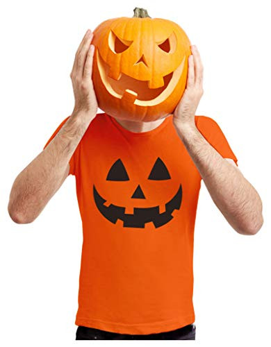 Halloween Pumpkin Shirt Jack O Lantern Face Fun Easy Costume Men Shirt XX Large Orange