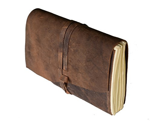 Leather Journal Writing Notebook, Antique Handmade Leather Bound Daily Notepad For Men & Women, Unlined Paper 7 x 5.5 Inches, Perfect Gift for Art Sketchbook, Travel Diary & Notebooks to Write in