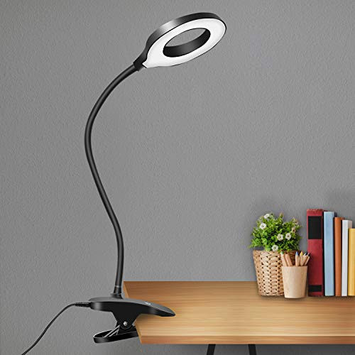 GLFERA Clamp LED Desk Lamp  Flexible Gooseneck Table Lamp  3 Lighting Modes with 3 Brightness Levels  Dimmable Office Lamp with Adapter  Touch Sensitive Control  Memory Function Black