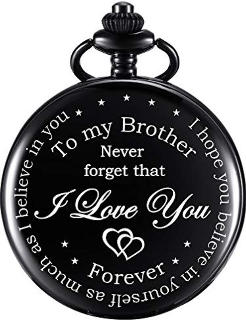 Pocket Watch Personalized Engraved for Brother Retro Vintage Quartz Roman Numerals Pocket Watch with Chain for Men Brother Gift Pocket Watch for Birthday Christmas Graduation Black Pocket Watch Personalized Engraved for Brother Retro Vintage Quartz Roman Numerals Pocket Watch with Chain for Men Brother Gift Pocket Watch for Birthday Christmas Graduation Black
