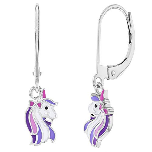 925 Sterling Silver Unicorn Earrings Purple Dangle Lever Back for Girls Teens 925 Sterling Silver Unicorn Earrings Purple Dangle Lever Back for Girls Teens