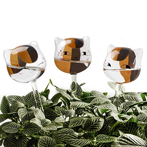 KiKiHeim New Plant Waterer Self Watering Globes Hand Blown Clear Glass Plant Water Bulbs for Indoor Outdoor 3 Cats KiKiHeim New Plant Waterer Self Watering Globes Hand Blown Clear Glass Plant Water Bulbs for Indoor Outdoor 3 Cats