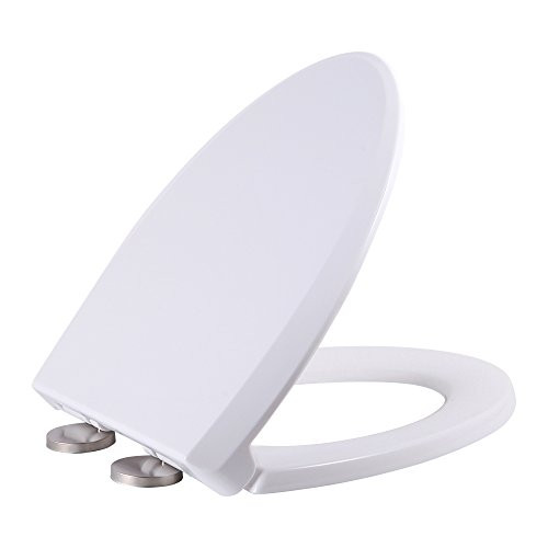 SAMETU Elongated White Toilet Seat, with Grip-Tight Bumpers, Slow Close Toilet Seat