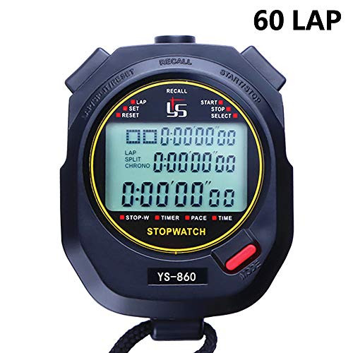 Jeffwell Sports Stopwatch Timer 60 Lap Split Memory Digital Stopwatch  Countdown Timer Pace Mode 12 24 Hour Clock Calendar with Alarm  3 Rows Display Large Screen Water Resistant Battery Included