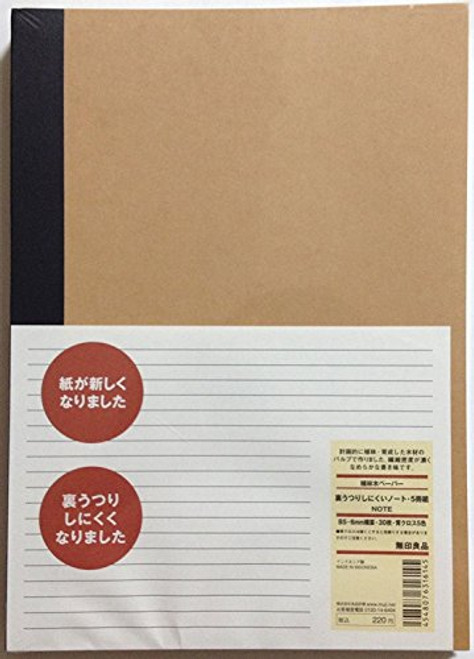 4 X MUJI Notebook B5 6mm Rule 30sheets - Pack of 5books [5colors Binding] (4 Set)