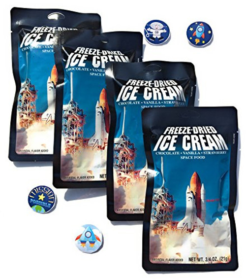 LuvyDuvy Freeze Dried Ice Cream Neapolitan Sandwich  Vanilla Strawberry Chocolate  and Space Sticker Party Bundle