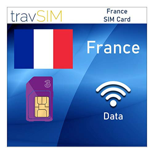 travSIM  UK Three  France Prepaid SIM Card  2 GB Mobile Data Valid for 30 Days    Three UK  SIM Card for France  Incl  Local Talk   Text to UK   Listed European Countries