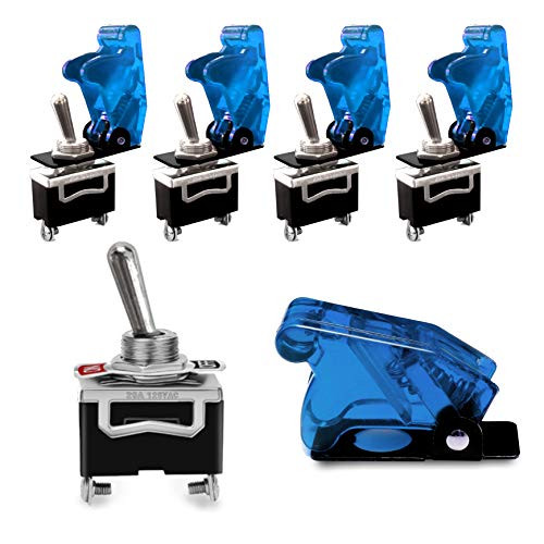 MGI SpeedWare 20A SPST Toggle Switch ON Off 5 Pack with Aircraft Safety Cover  Blue