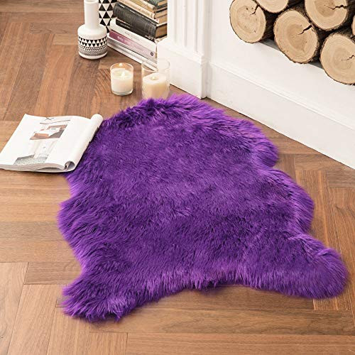 MIULEE Luxury Super Soft Fluffy Area Rug Faux Fur Sheepskin Rug Decorative Plush Shaggy Carpet for Bedside Sofa Floor Nursery 2 x 3 Feet  Purple