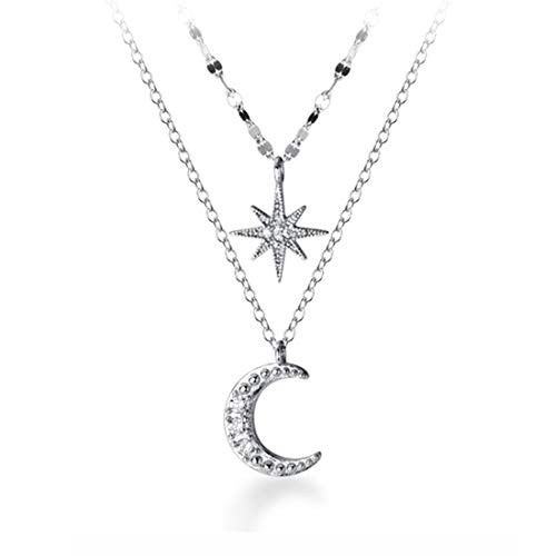 SLUYNZ 925 Sterling Silver Layered Necklace Chain Star Moon Choker Necklace for Women Teen Girls Layering Chain Choker A Silver SLUYNZ 925 Sterling Silver Layered Necklace Chain Star Moon Choker Necklace for Women Teen Girls Layering Chain Choker A Silver