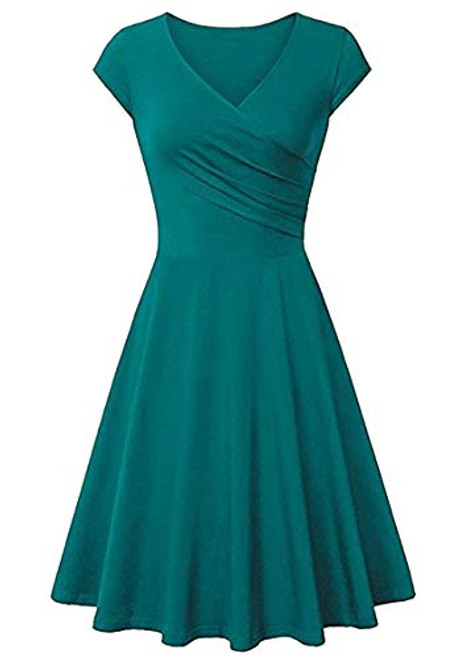 YMING Ladies Casual Midi Dress 1950s V Neck Dress Wrap V Neck Party Dress Light Green S YMING Ladies Casual Midi Dress 1950s V Neck Dress Wrap V Neck Party Dress Light Green S