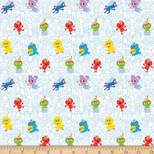 QT Fabrics Exclusive Minky Sesame Street Outline Character  White Yard