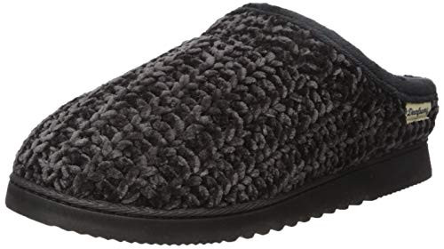 Dearfoams Women s Chenille High Vamp Clog Slipper  Black  Medium