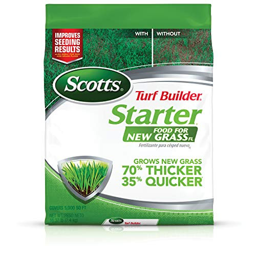 Scotts 21712 Turf Builder Starter Food GrassFL 5 000 sq  ft  Fertilizer for New Lawns and Reseeding  Improves Seeding Results  Grows Strong Roots  Use On All Grass Types