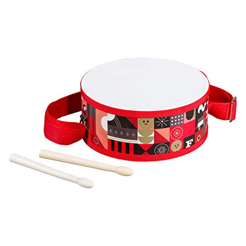 FAO Schwarz AFAO512 Durable Cloth and Wood Toy Drum Set with Carry Strap and Drum Sticks (3 Piece), Multicolor