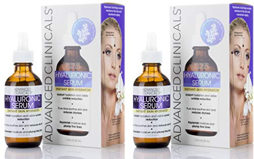 Advanced Clinicals Hyaluronic Acid Face Serum  Anti aging Face Serum  Instant Skin Hydrator  Plump Fine Lines  Wrinkle Reduction   Two   1 75oz