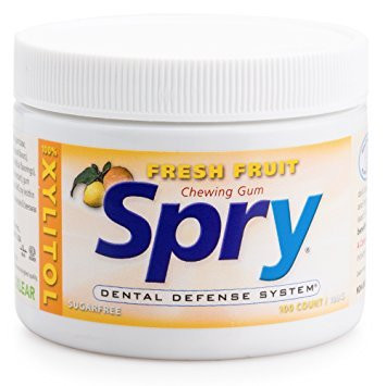 Spry Xlear spry xylitol gum  fresh fruit  100 count   great tasting natural chewing gum that is aspartame free  promotes oral health  and fights bad breath  2 pack