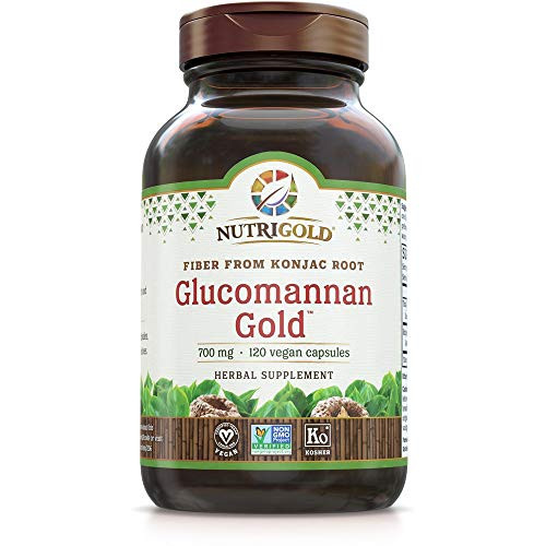 NutriGold Glucomannan GOLD  Konjac Root Fiber for Weight loss  700mg  120 Vegetarian Capsules