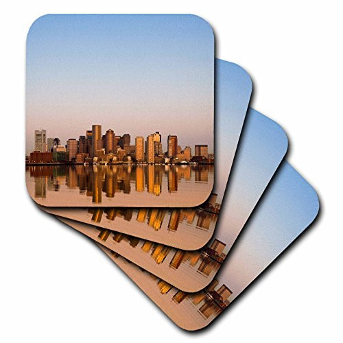 3dRose CST 91018 1 MA  Boston  Financial District from Logan Airport   US22 WBI0581   Walter Bibikow   Soft Coasters  Set of 4