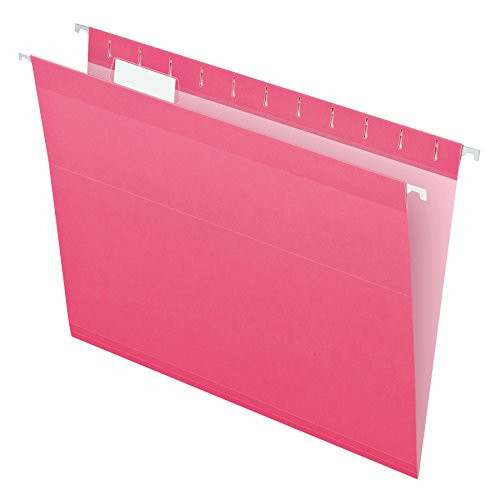 Pendaflex Reinforced Hanging File Folders, Letter Size, Pink, 1/5 Cut, 25/BX (4152 1/5 PIN)