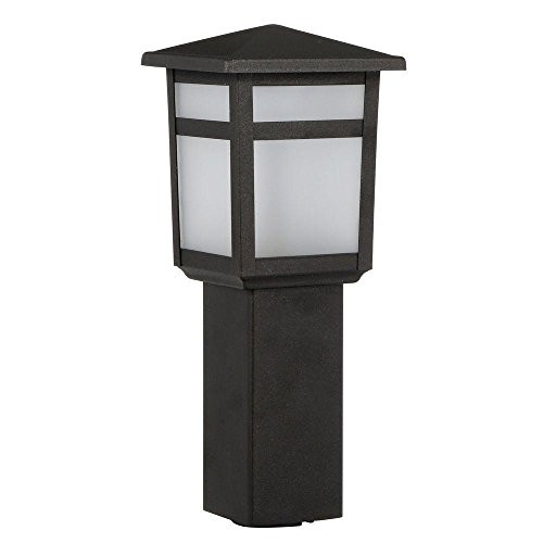 Hampton Bay Low-Voltage Black Square Integrated LED Outdoor Bollard Path Light