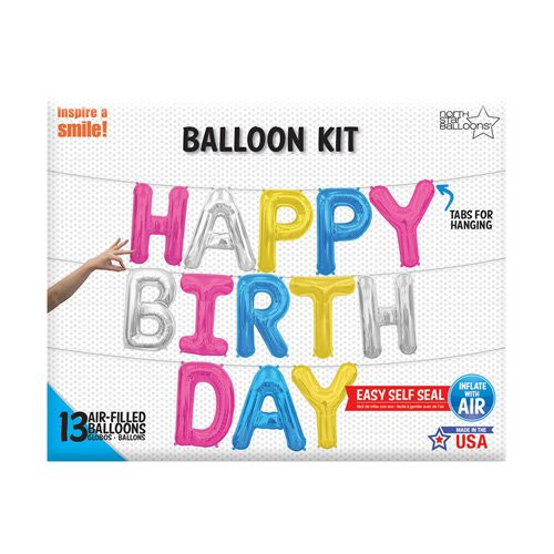 Northstar 16  Happy Birthday Kit Multicolor  Airfill Foil Balloon