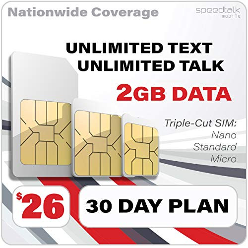 Unlimited Mins  Voice    Unlimited Text  SMS    2GB 4G LTE Data  GSM SIM Card   30 Days Nationwide Service