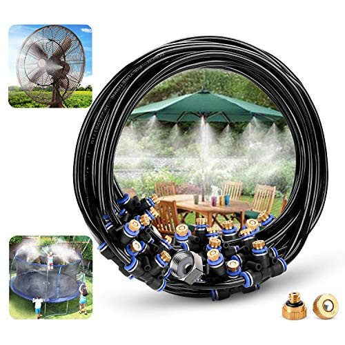 GLANT Misting System Misters for Patio Misting System 33FT Misting Line 19 Brass Mist Nozzles Brass Adapter for Patio Garden Umbrellas Greenhouse Trampoline