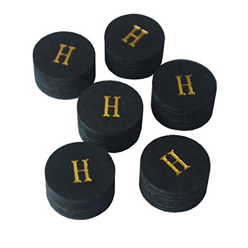Collapsar 6pcs 14mm Black Multiple Layer Pigskin Pool Cue Tips H M S  H