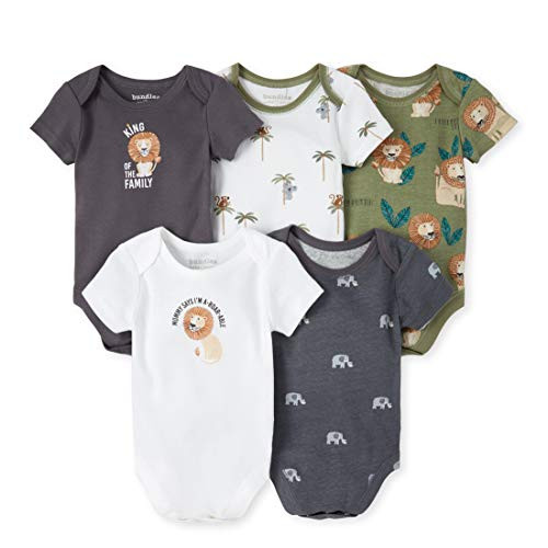 The Children s Place Baby Boys  Short Sleeve 5 Pack Bodysuit Set  White  9 12MOS