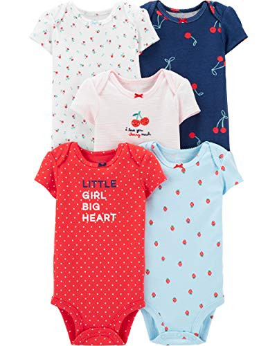 Carter s Baby Girls  5 Pack Bodysuits  Little Girl Big Heart 3 Months