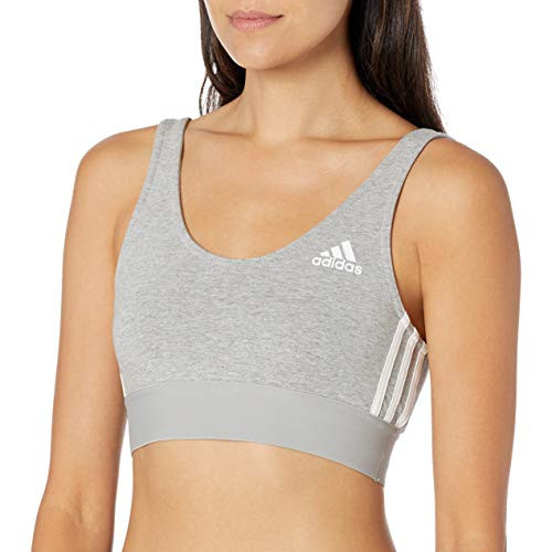 adidas Women s Must Haves 3 Stripes Bra Top Medium Gray Heather White Medium