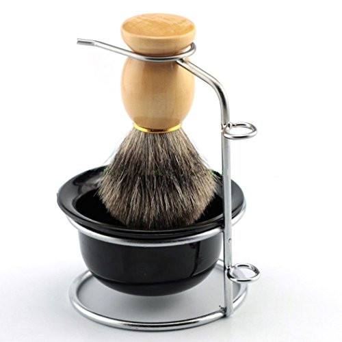 Yosoo Men s Shaving Brushes Set with Stainless Steel Shaving Brush Razor Stand Holder Shaving Bowl Mug Set or Faux Hair Shaving Brush  Brush Brush Stand Holder