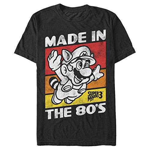 Men s Nintendo Raccoon Mario Made in The 80 s T Shirt   Black   X Large