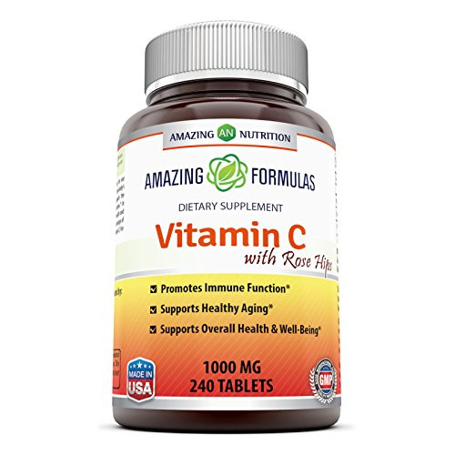 Amazing Formulas Vitamin C with Rose Hips Dietary Supplement   Non GMO 1000 Mg 240 Tablets