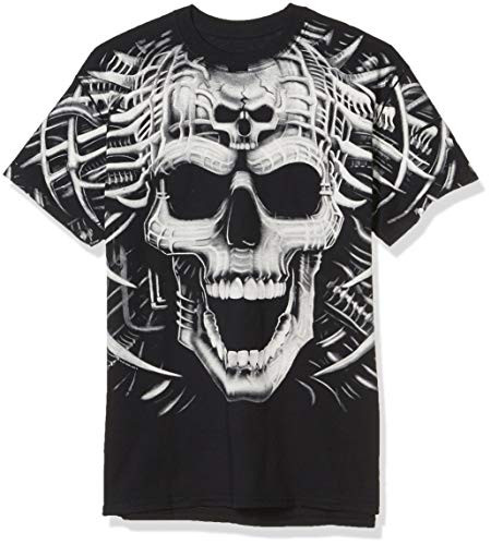 Liquid Blue Men s Psycho Skull T Shirt  Black  Large