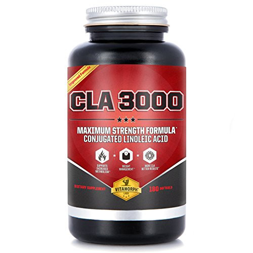 CLA 3000   CLA Safflower Oil for Metabolism and Weight Loss Management  Maximum Strength Conjugated Linoleic Acid  Stimulant Free Non GMO Safflower Cla by Vitamorph Labs   180 Softgels