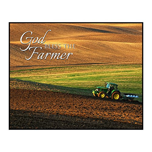 God Bless the Farmer 12 x 15 Overlay Wood Design Wall Art Sign Plaque