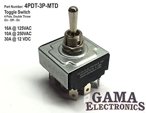 GAMA Electronics 4 Pole  Double Throw On Off On Toggle Switch 4PDT