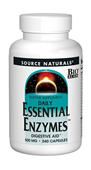 Source Naturals Essential Enzymes 500mg Bio Aligned Multiple Enzyme Supplement Herbal Defense for Digestion  Gas  Constipation   Bloating Relief   Supports A Strong Immune System   240 Capsules