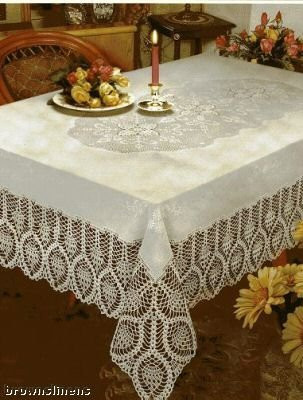 Better Home New Crochet Vinyl Lace Tablecloth  54  Wide x 72  Long Oblong  White
