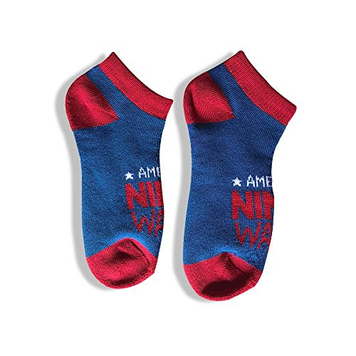 American Ninja Warrior Youth Athletic Low Cut Socks   Blue and Red  Kids 5 8