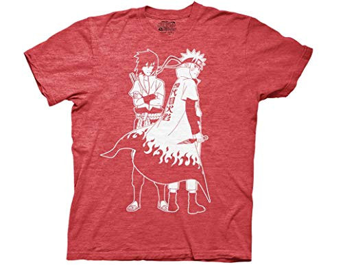 Ripple Junction Naruto Shippuden Naruto and Sasuke Outline Adult T Shirt XL Red Heather