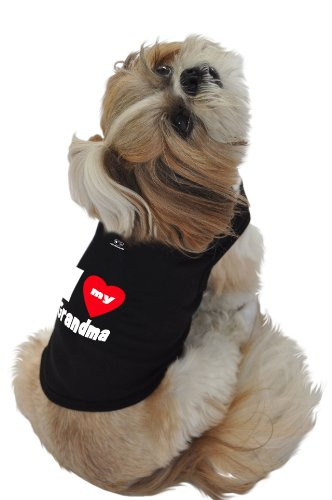 Ruff Ruff and Meow Dog Tank Top  I Love My Grandma  Black  Large