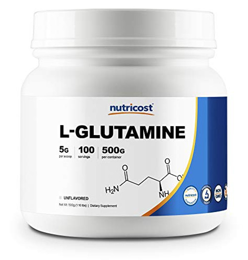 Nutricost L Glutamine Powder  500 Grams  Unflavored   Gluten Free   Non GMO