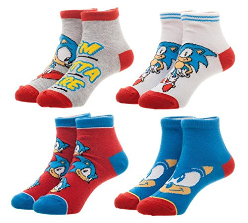 Sega Sonic The Hedgehog Youth Ankle Socks 4 PAIRS Sega Sonic The Hedgehog Youth Ankle Socks 4 PAIRS