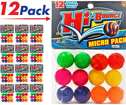 Hi Bounce Balls (12 Packs of 12). Fun Colored Bouncing Balls Super High Up! 967-12