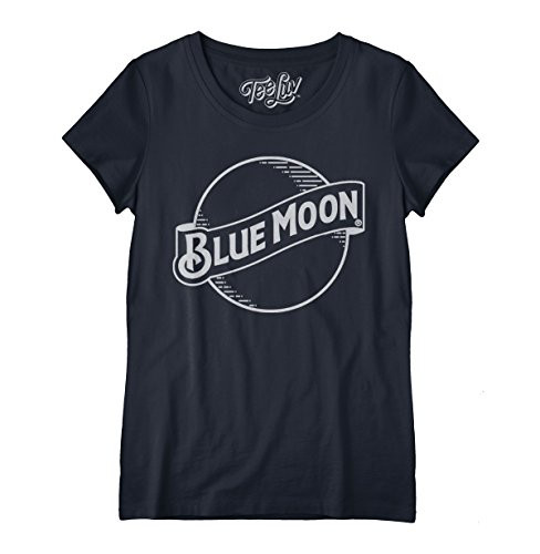 Tee Luv Women s Blue Moon Shirt   Scoop Neck Blue Moon Beer Logo T Shirt  Navy   LG